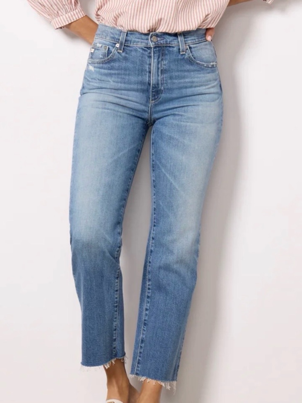 AG Brinley Crop MidRise Raw Hem 27 16 years post card
